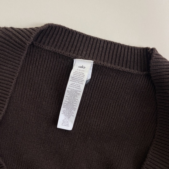 ALO Yoga Olive Brown Button-Front Cardigan Sweater - Picture 7 of 9